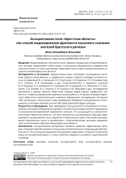 АССОЦИАТИВНОЕ ПОЛЕ "БРЕСТСКАЯ ОБЛАСТЬ" КАК СПОСОБ МОДЕЛИРОВАНИЯ ФРАГМЕНТА ЯЗЫКОВОГО СОЗНАНИЯ ЖИТЕЛЕЙ БРЕСТСКОГО РЕГИОНА