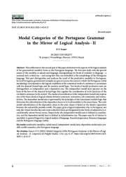 МОДАЛЬНЫЕ КАТЕГОРИИ ПОРТУГАЛЬСКОЙ ГРАММАТИКИ В ЗЕРКАЛЕ ЛОГИЧЕСКОГО АНАЛИЗА - II