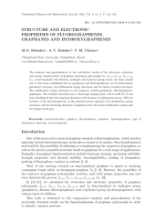 STRUCTURE AND ELECTRONIC PROPERTIES OF FLUOROGRAPHENES, GRAPHANES AND HYDROXYGRAPHENES