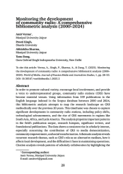 Monitoring the development of community radio: A comprehensive bibliometric analysis (2000–2024)