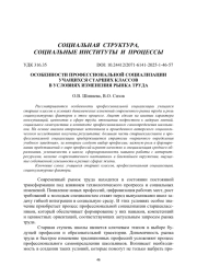 ОСОБЕННОСТИ ПРОФЕССИОНАЛЬНОЙ СОЦИАЛИЗАЦИИ УЧАЩИХСЯ СТАРШИХ КЛАССОВ В УСЛОВИЯХ ИЗМЕНЕНИЯ РЫНКА ТРУДА