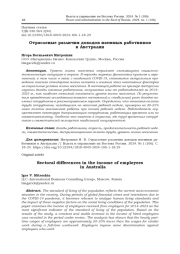 ОТРАСЛЕВЫЕ РАЗЛИЧИЯ ДОХОДОВ НАЕМНЫХ РАБОТНИКОВ В АВСТРАЛИИ