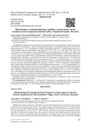 МОНИТОРИНГ ЭКТОМИКОРИЗНЫХ ГРИБОВ В НЕКОТОРЫХ ТИПАХ ЕЛОВЫХ ЛЕСОВ (ПОДЗОНА ЮЖНОЙ ТАЙГИ, ПЕРМСКИЙ КРАЙ, РОССИЯ)