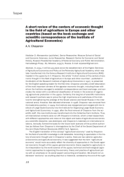 КРАТКИЙ ОБЗОР ЦЕНТРОВ ЭКОНОМИЧЕСКОЙ МЫСЛИ В ОБЛАСТИ СЕЛЬСКОГО ХОЗЯЙСТВА В ЕВРОПЕ И ДРУГИХ СТРАНАХ (ПО МАТЕРИАЛАМ КНИГООБМЕНА И НАУЧНОЙ ПЕРЕПИСКИ ИНСТИТУТА СЕЛЬСКОХОЗЯЙСТВЕННОЙ ЭКОНОМИИ) (ПУБЛИКАЦИЯ СТАТЬИ А. В. ЧАЯНОВА)