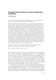 "СКАЗОЧНЫЙ КРАЙ": РОДОВЫЕ ПОМЕСТЬЯ КАК МЕСТО УТОПИИ И ЭКСПЕРИМЕНТА