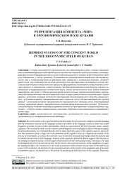 РЕПРЕЗЕНТАЦИЯ КОНЦЕПТА "МИР" В ЭРГОНИМИЧЕСКОМ ПОЛЕ КУБАНИ