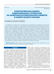 КОЛИЧЕСТВЕННАЯ ОЦЕНКА КАВИТАЦИОННЫХ ПУЗЫРЬКОВ НА ЛАЗЕРНОМ НАГРЕВАТЕЛЬНОМ ЭЛЕМЕНТЕ В КАМЕРЕ МАЛОГО ОБЪЕМА