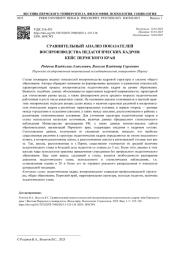 СРАВНИТЕЛЬНЫЙ АНАЛИЗ ПОКАЗАТЕЛЕЙ ВОСПРОИЗВОДСТВА ПЕДАГОГИЧЕСКИХ КАДРОВ: КЕЙС ПЕРМСКОГО КРАЯ
