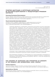 ПОНЯТИЯ АДАПТАЦИИ И ИНТЕГРАЦИИ МИГРАНТОВ ВО ВНУТРИГОСУДАРСТВЕННОМ И МЕЖДУНАРОДНО-ПРАВОВОМ КОНТЕКСТЕ