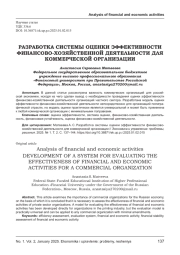 РАЗРАБОТКА СИСТЕМЫ ОЦЕНКИ ЭФФЕКТИВНОСТИ ФИНАНСОВО-ХОЗЯЙСТВЕННОЙ ДЕЯТЕЛЬНОСТИ ДЛЯ КОММЕРЧЕСКОЙ ОРГАНИЗАЦИИ