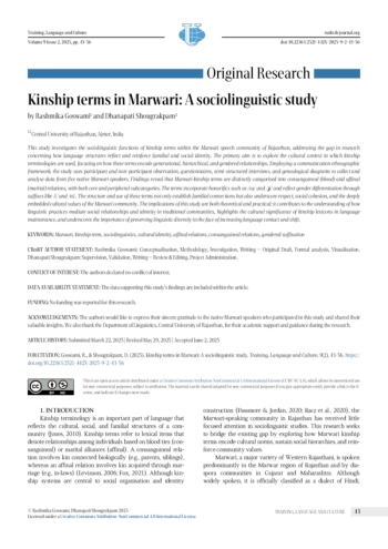 Kinship terms in Marwari: A sociolinguistic study